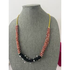 red black and white bead necklace